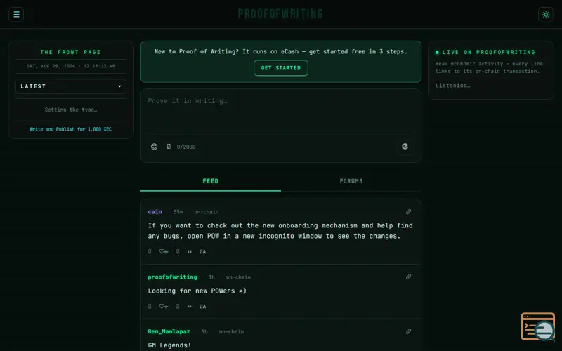 Screenshot of Proofofwriting