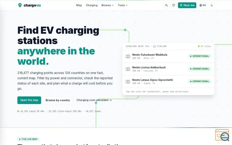 Screenshot of Chargevu
