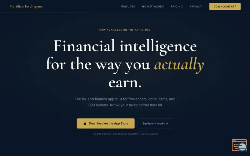 Screenshot of Meridian — Tax & Financial Intelligence
