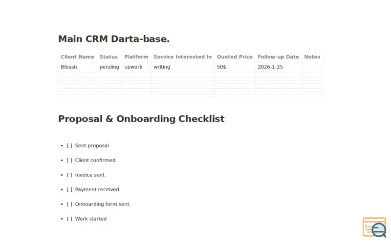 Screenshot of ClientFlow AI – Freelancer Dashboard
