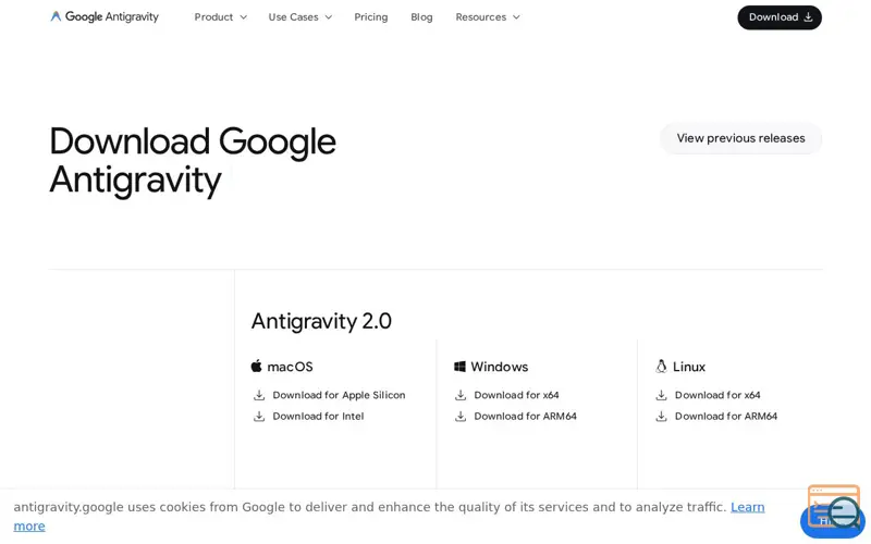 Screenshot of Google Antigravity 2.0