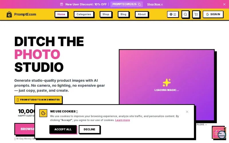 Screenshot of PromptEcom