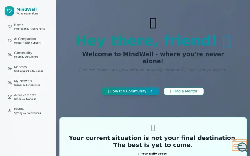 Screenshot of MindWell