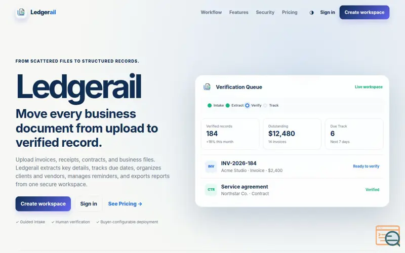 Screenshot of Ledgerail