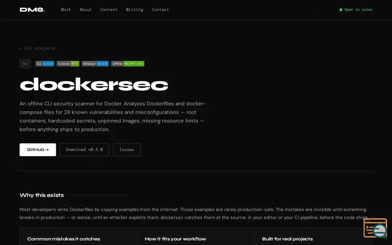 Screenshot of dockersec
