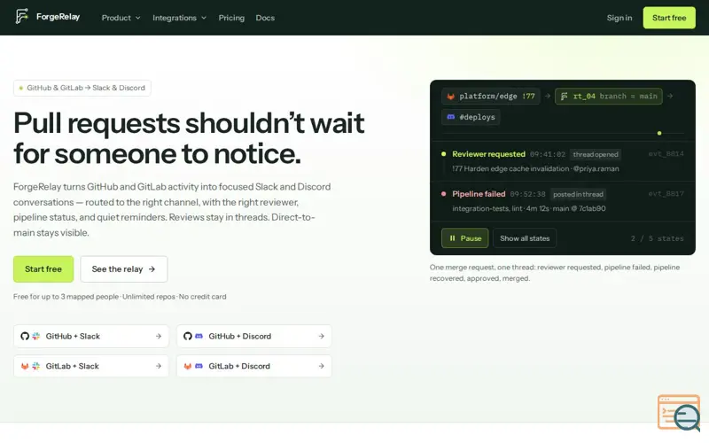 Screenshot of ForgeRelay