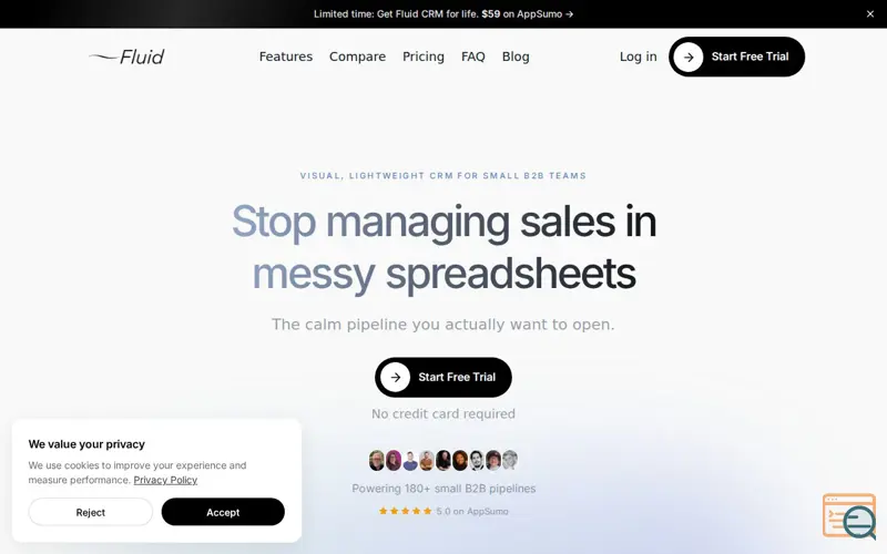 Screenshot of Fluid CRM