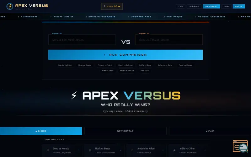 Screenshot of APEX Versus