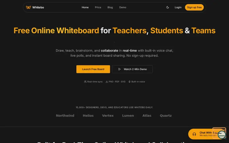 Screenshot of Whitebo — Collaborative Whiteboard