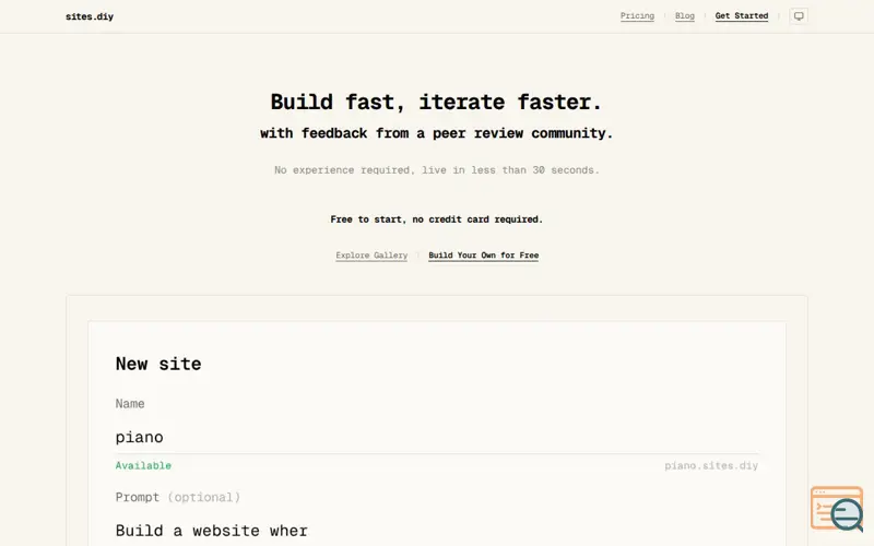Screenshot of sites.diy