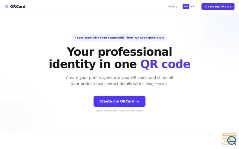 Screenshot of QRCard - Your digital business card