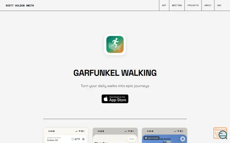 Screenshot of Garfunkel Walking App