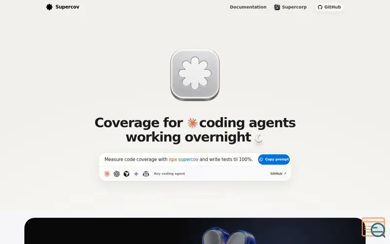 Screenshot of Supercov — coverage for coding agents