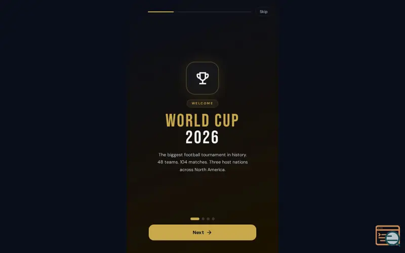 Screenshot of World Cup 2026 Tracker
