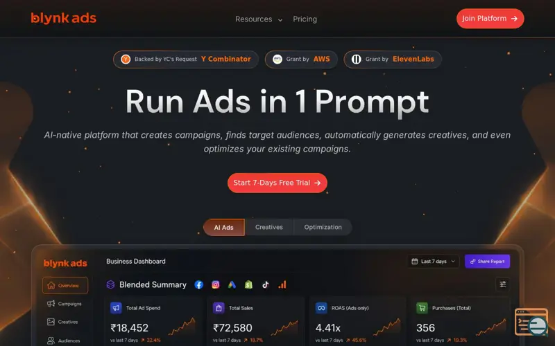 Screenshot of Blynk Ads