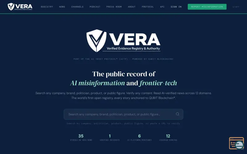 Screenshot of VERA™ — The SSL for AI