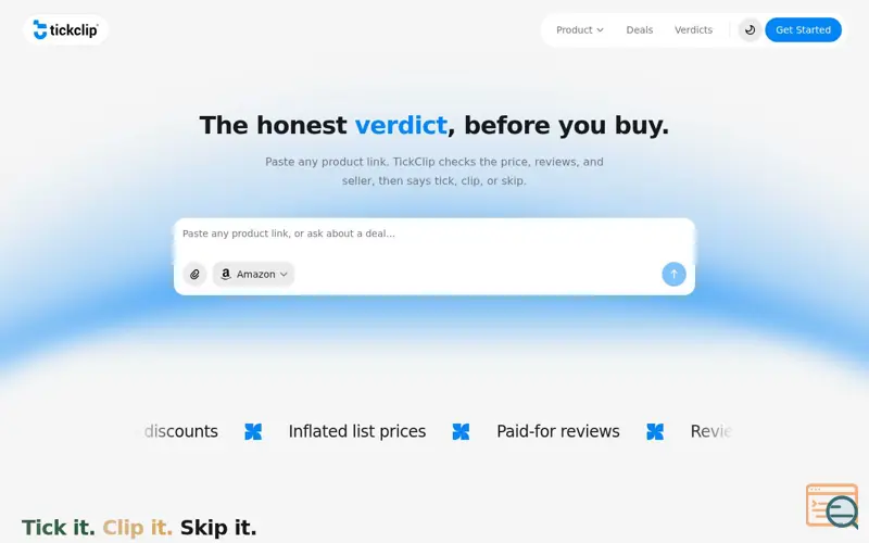 Screenshot of TickClip