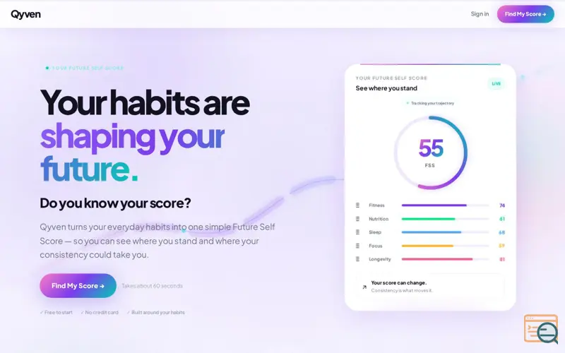 Screenshot of Qyven — Health & Habit Tracker for Your Future Self