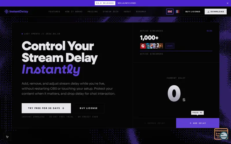Screenshot of InstantDelay