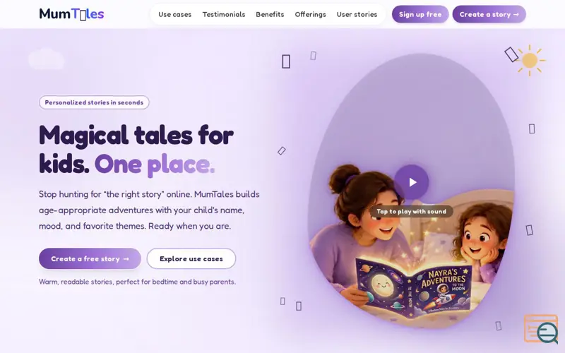 Screenshot of MumTales