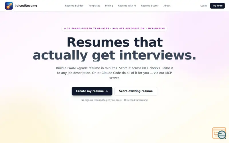 Screenshot of JuicedResume