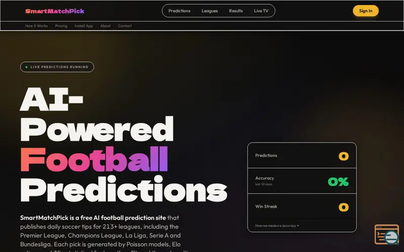 Screenshot of Football Predictions Today, a launch using API-Sports