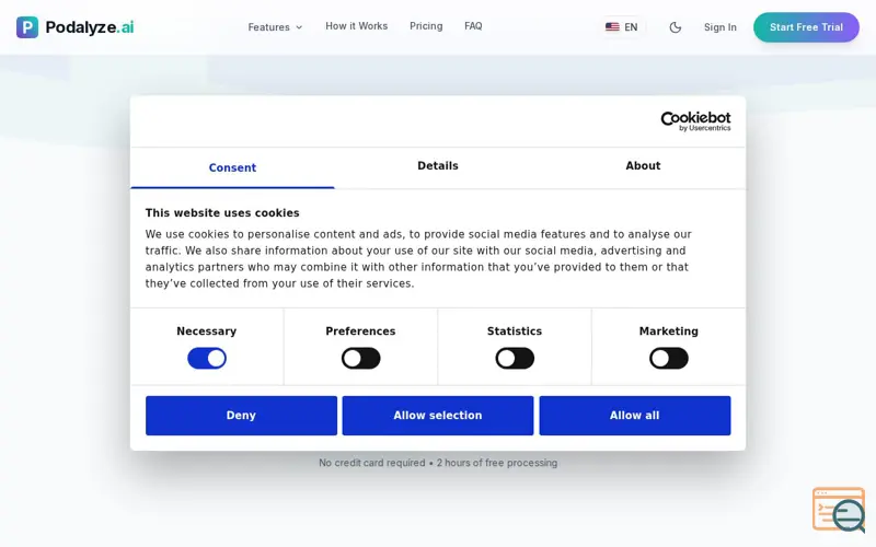 Screenshot of PodalyzeAI