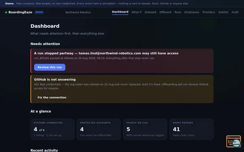 Screenshot of Live demo