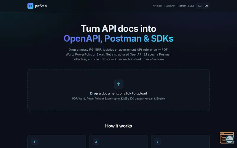 Screenshot of pdf2api