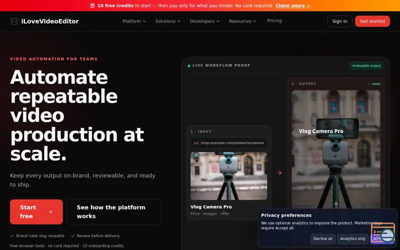 Screenshot of iLoveVideoEditor