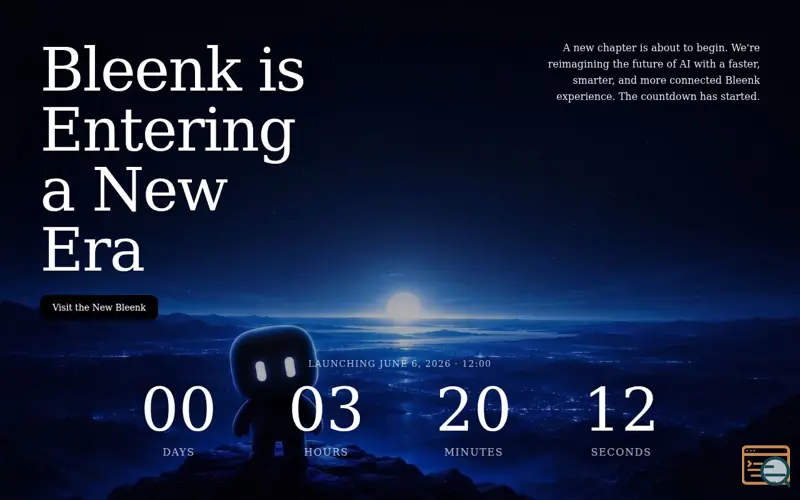 Screenshot of Bleenk, a launch using Campaign Monitor