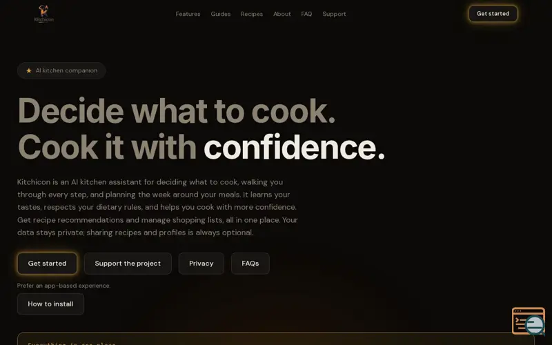 Screenshot of Kitchicon, a launch using Zod