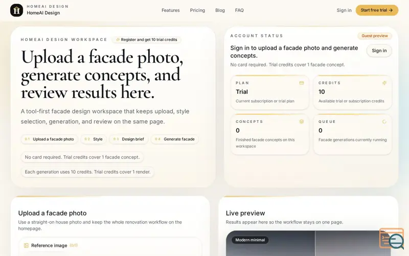 Screenshot of HomeAI Design