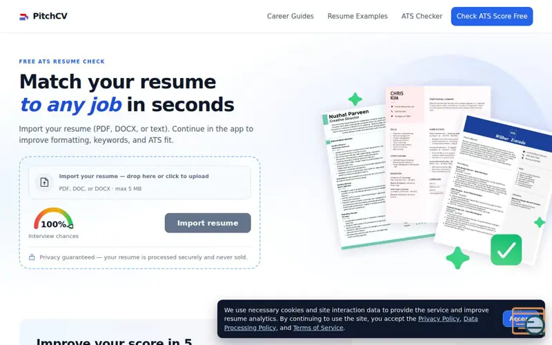 Screenshot of PitchCV