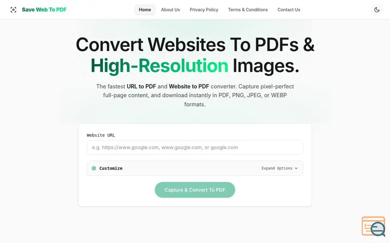 Screenshot of Save Web To PDF