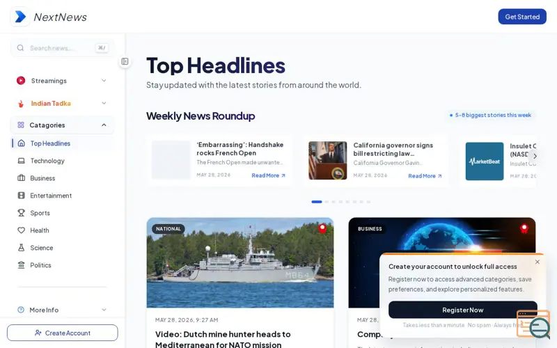 Screenshot of NextNews App