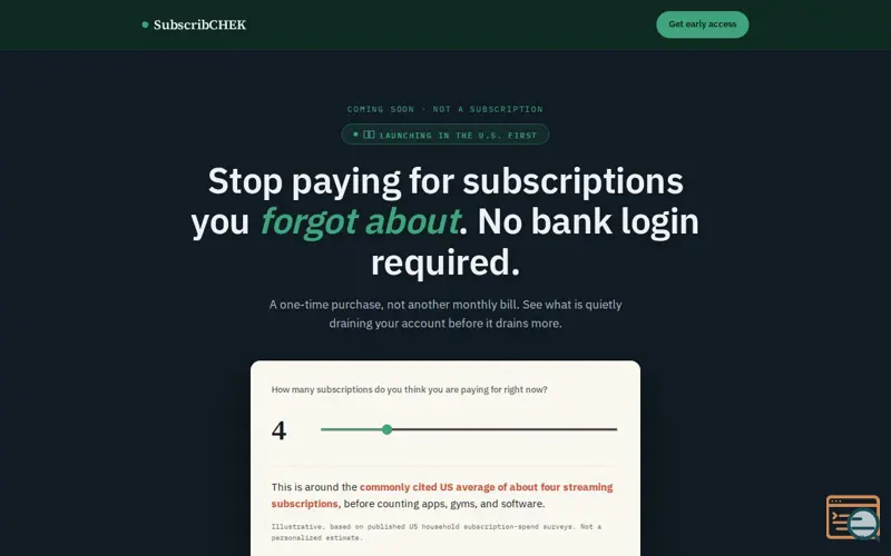 Screenshot of SubscribCHEK