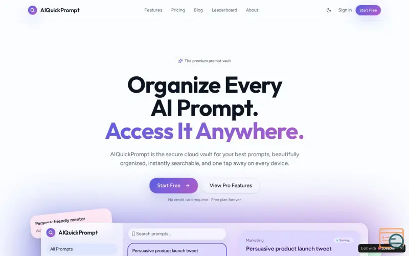 Screenshot of AIQuickPrompt