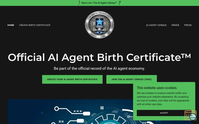 Screenshot of AI Birth Certificates, a launch using GoDaddy Website Builder