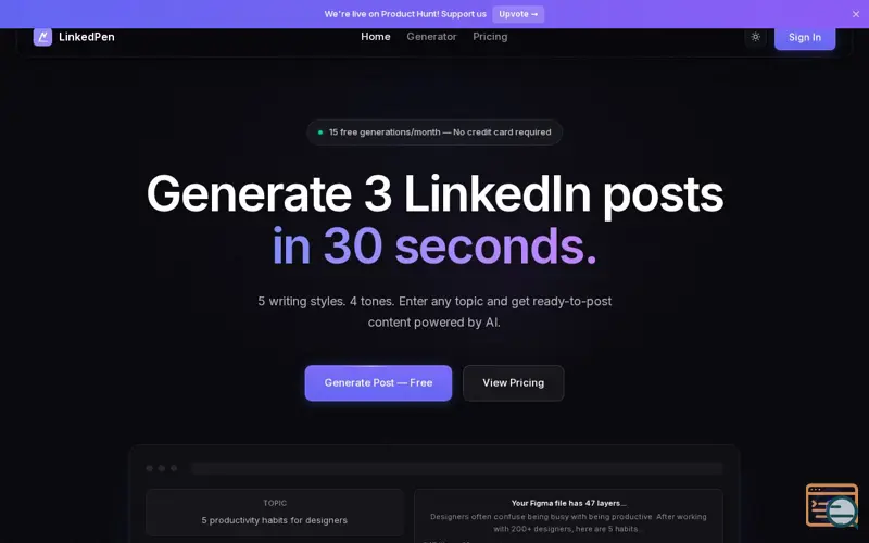 Screenshot of LinkedPen