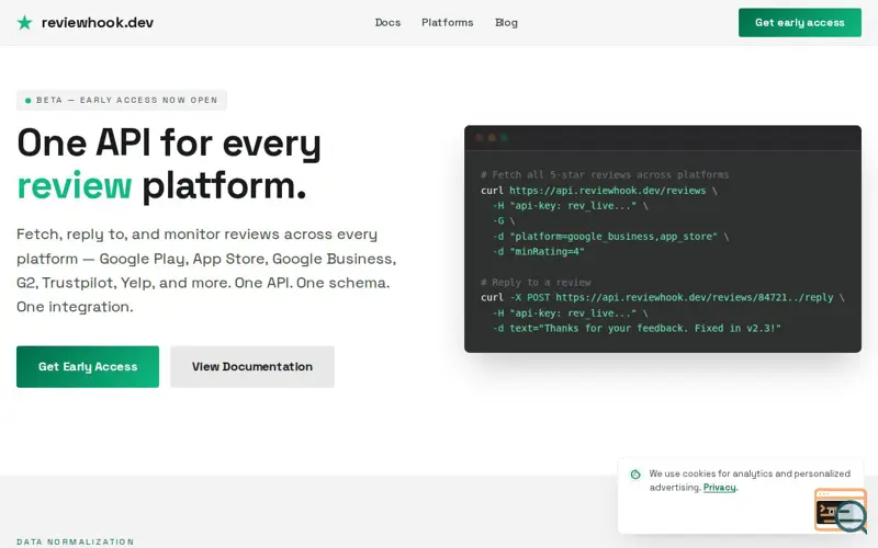Screenshot of ReviewHook