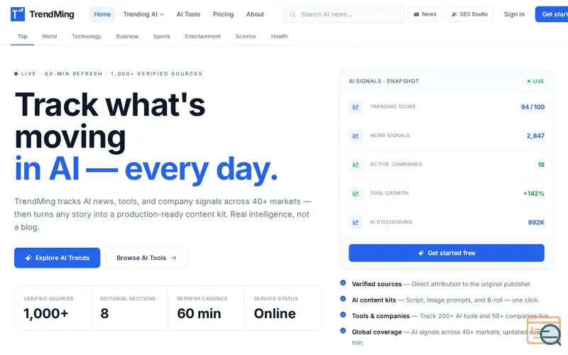Screenshot of TrendMing