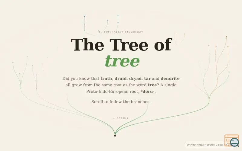 Screenshot of Tree, truth, druid, dryad, tar and dendrite share the same PIE root