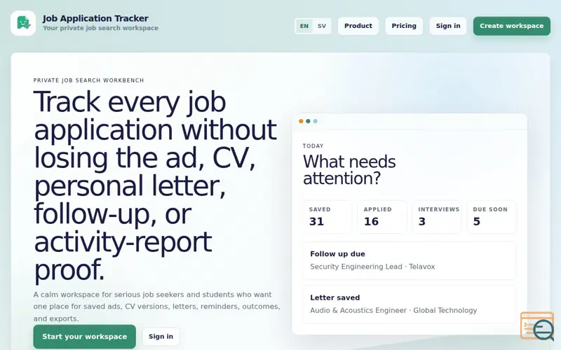 Screenshot of Job Application Tracker