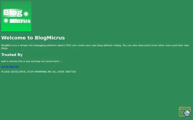 Screenshot of BlogMicrus: Start a Blog Without Coding