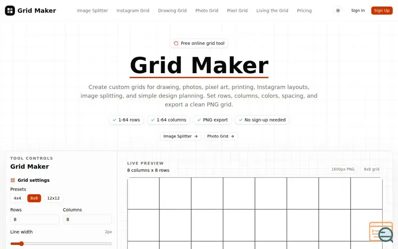 Screenshot of Grid Maker