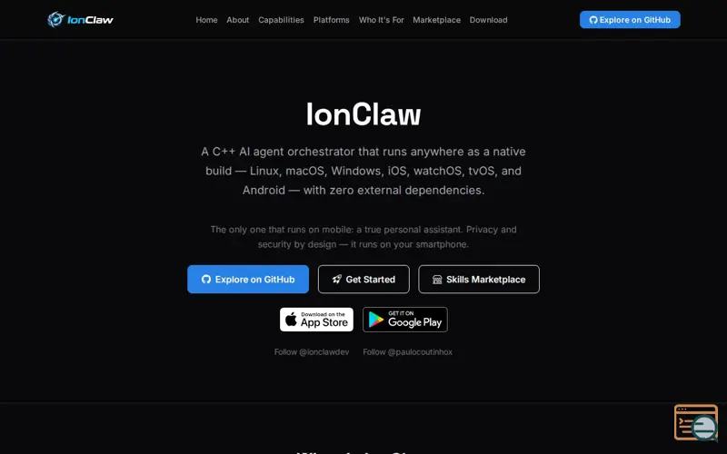 Screenshot of IonClaw - C++ AI Agents Mobile Desktop