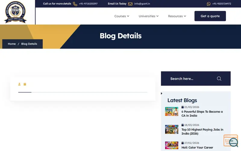 Screenshot of Distance Education
