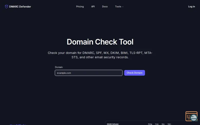 Screenshot of Domain DMARC Checker, a launch using AbuseIPDB