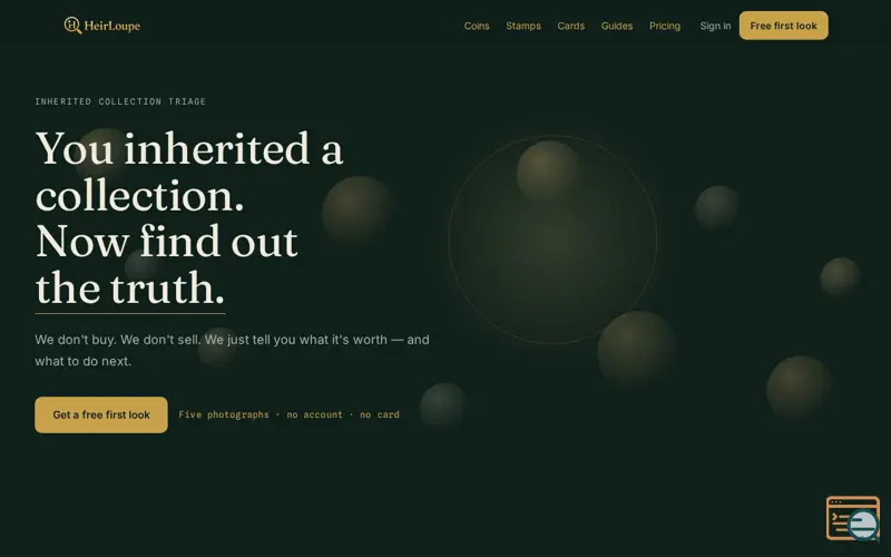 Screenshot of HeirLoupe — You inherited a collection. Now find out the truth.